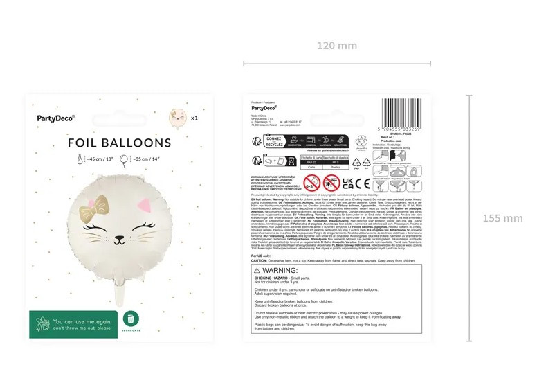 Balon foliowy Kot 45cm FB228 PartyDeco